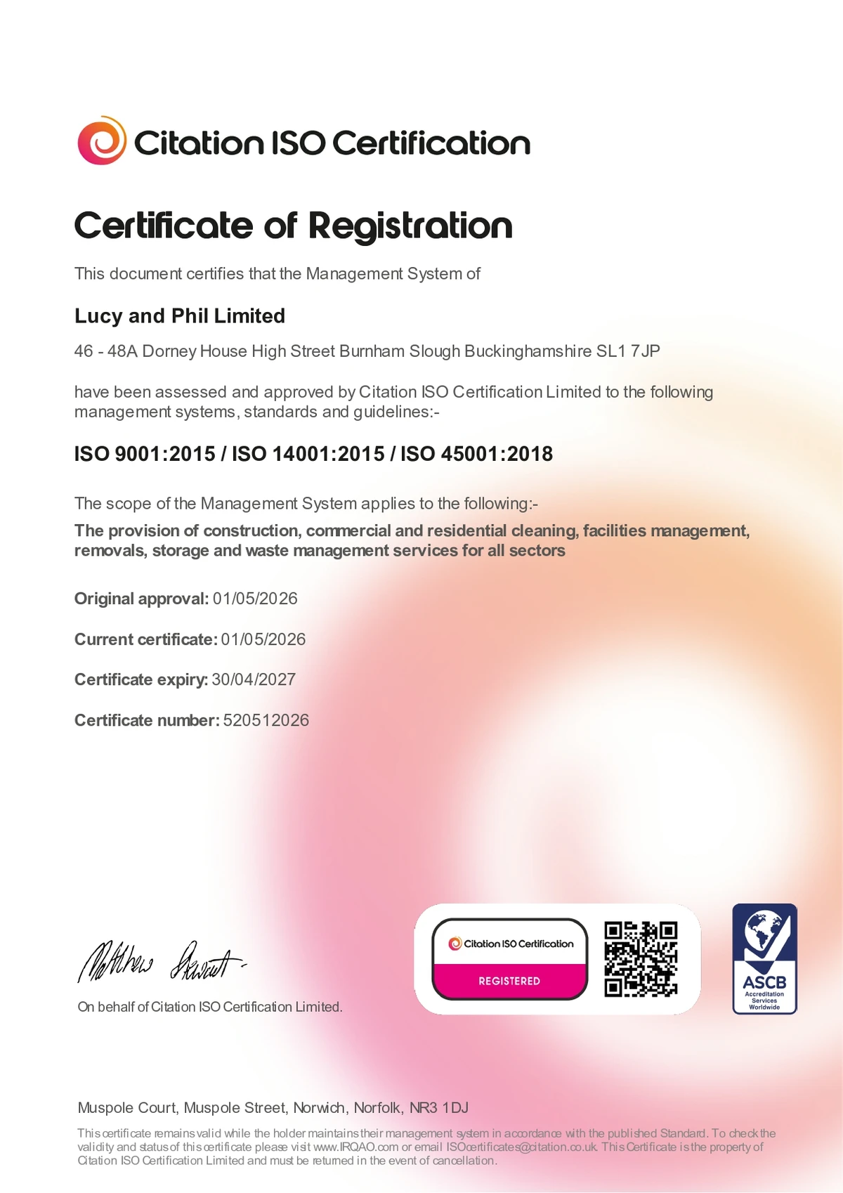 Certificate of Incorporation & Legal Registration